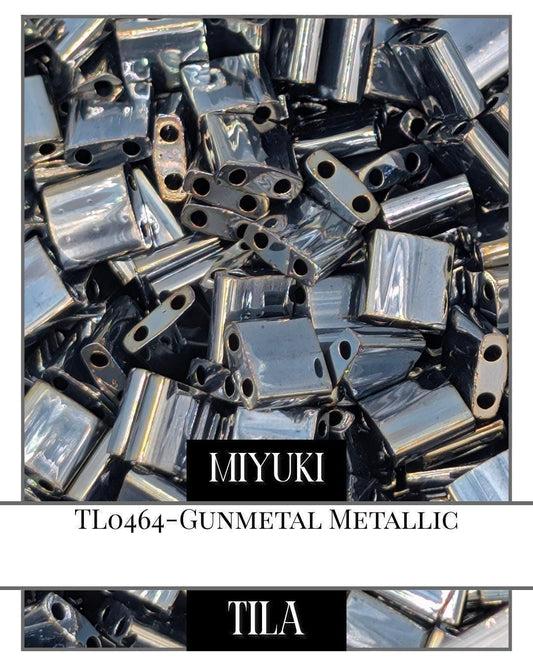 Miyuki Tila Beads – Gunmetal Flat Two Hole Beads | 7.5 Gram Bead Pack