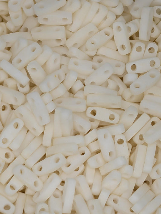 Miyuki Quarter Tila Beads - Cream Opaque 2-Hole Flat Seed Beads 7.5g