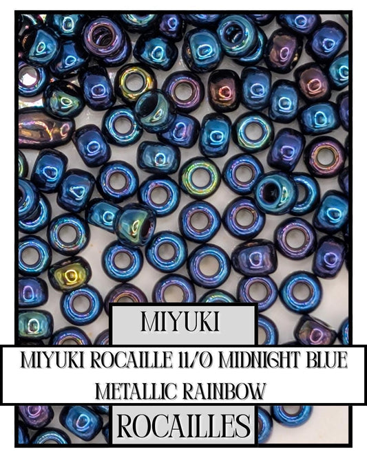 Miyuki Rocailles Beads | 11/0 Japanese Seed Beads - Midnight Blue Metallic Rainbow 20g