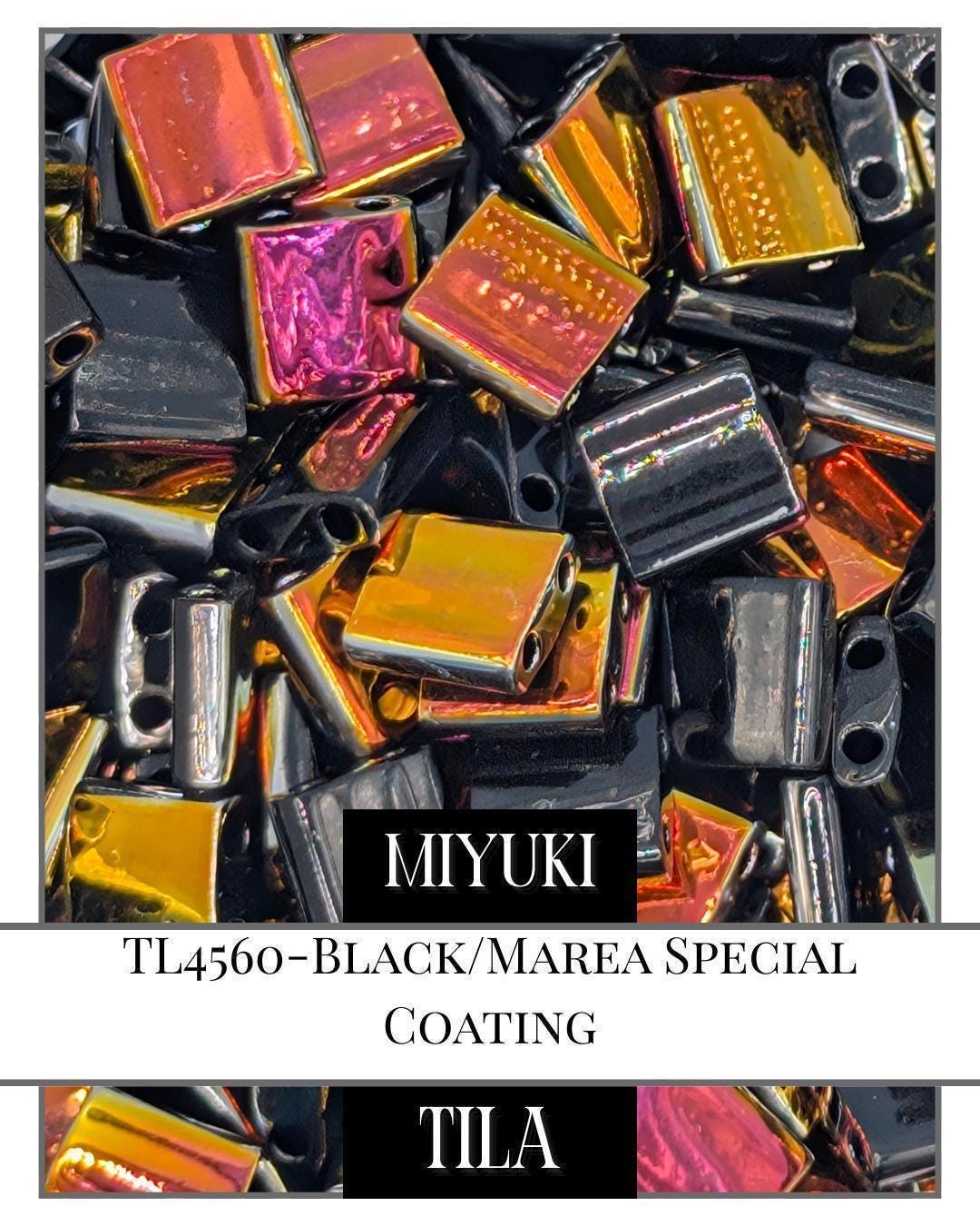 Miyuki Tila Beads – Black Marea 2-Hole Flat Beads | Jewelry Making Supplies 7.5g