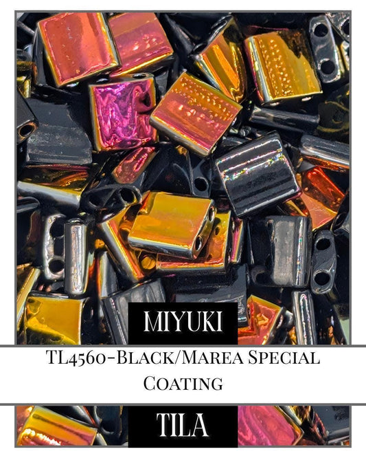 Miyuki Tila Beads – Black Marea 2-Hole Flat Beads | Jewelry Making Supplies 7.5g
