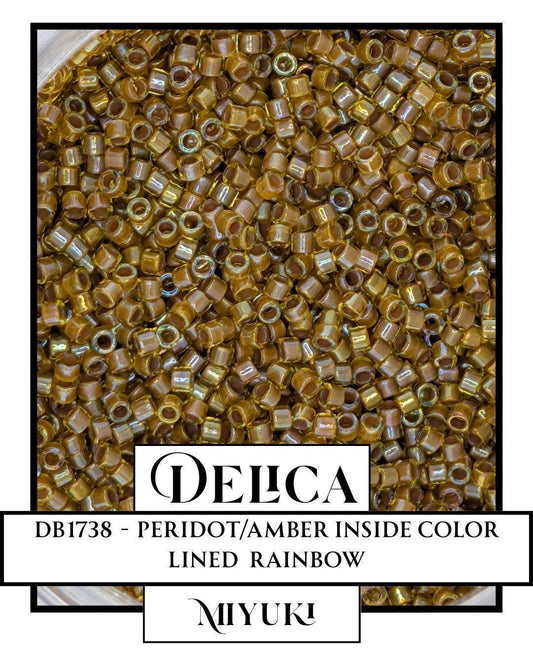 Miyuki Delica Beads - Size 11 Seed Beads Peridot Amber ICL R - Glass Bead Package