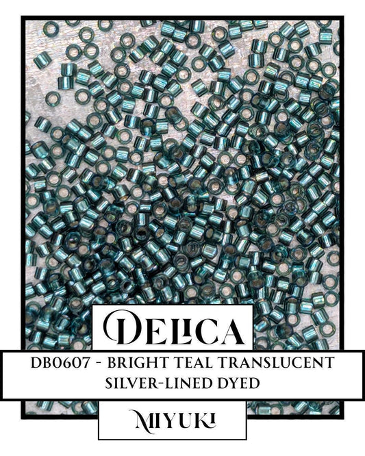 Miyuki Delica Beads - Bright Teal Size 11/0 Silver Lined Glass Seed Beads, 7g