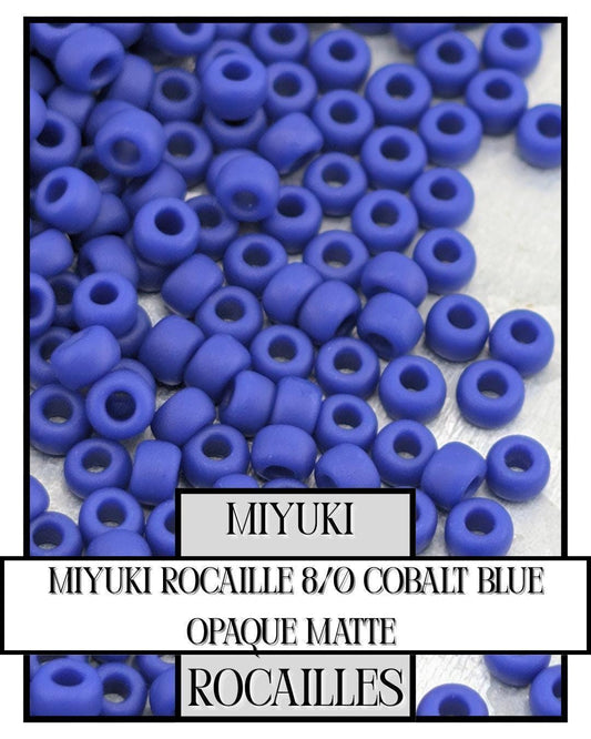 Miyuki Rocaille Beads 8/0 Cobalt Blue Opaque Matte | Durable Glass Seed Beads 20g
