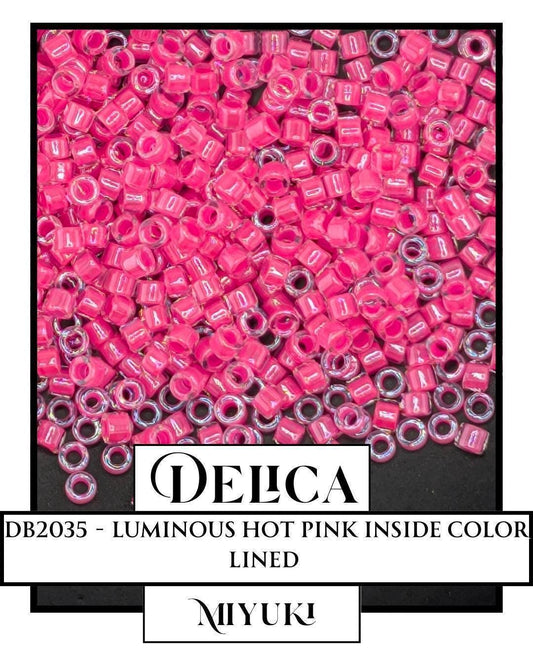 Miyuki Delica Beads - Luminous Hot Pink Size 11/0 Glass Seed Beads | 7g Resealable Bag