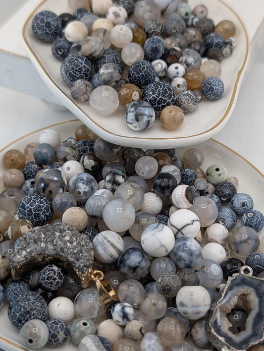 Dyed Agate Beads - Natural Stone Gemstone Mix | 2oz Semi Precious Bulk Lot