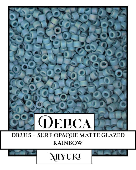 Miyuki Delica Beads 11/0 Seed Beads - Surf Opaque Matte Glazed Rainbow, 7g Pack