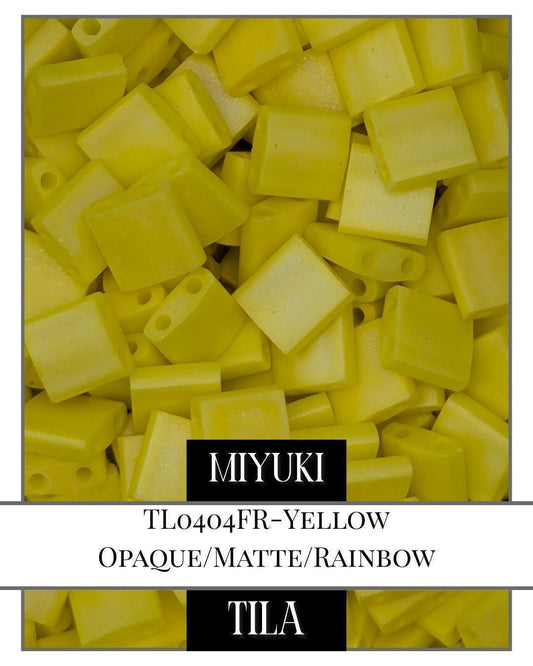 Miyuki Tila Beads - Yellow Opaque Beads Matte Rainbow Finish | 7.5g Pack