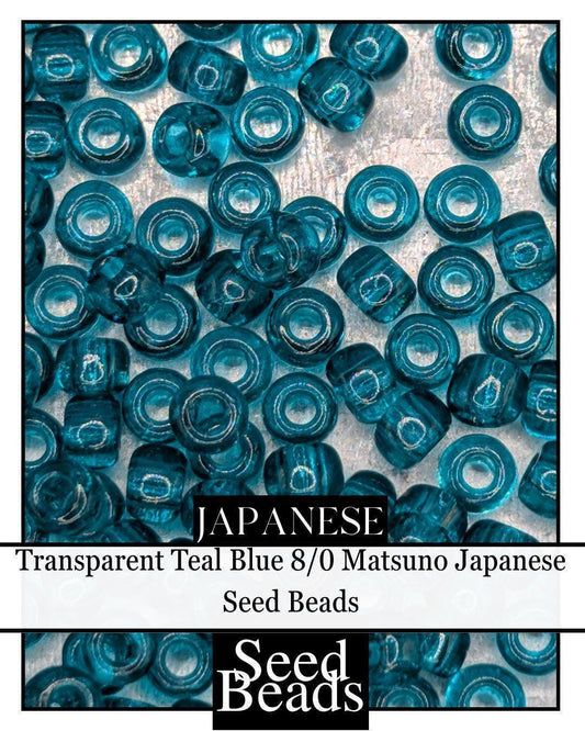 Transparent Teal Seed Beads – 8/0 Japanese Matsuno Frosted Spacer Beads 15g