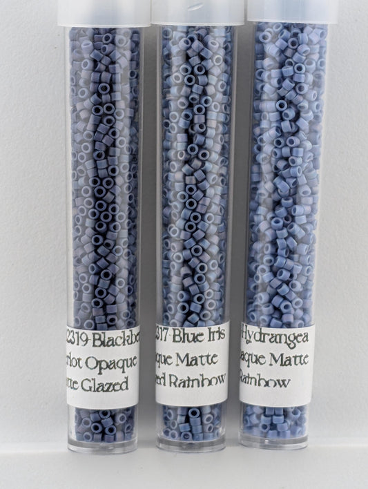 Miyuki Delica Beads - 3-Color Matte Opaque Glazed Rainbow Finish Palette Tubes