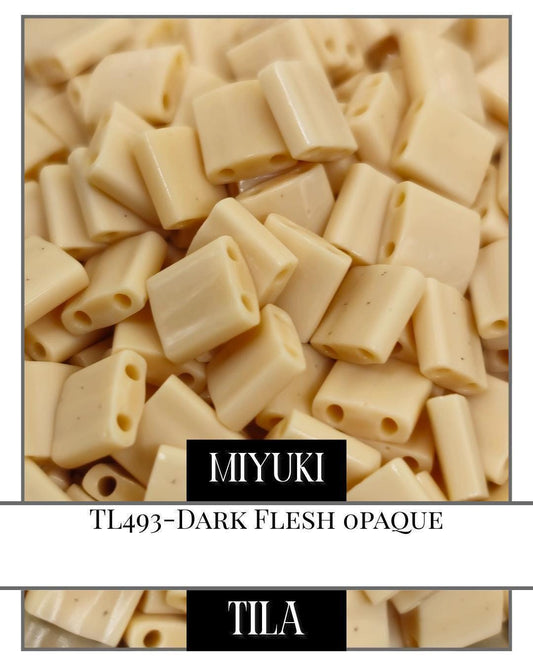 Miyuki Tila Beads – Dark Flesh Opaque Flat Two Hole Beads for Jewelry Making