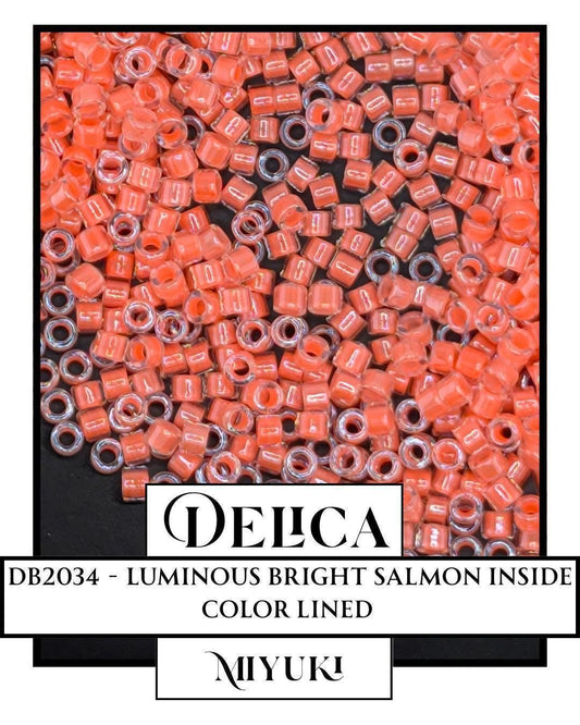 Miyuki Delica Beads - 11/0 Luminous Bright Salmon Glass Seed Beads, 7g Package