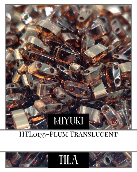 Miyuki Tila Beads - Plum Translucent Glass Beads 7.5g Pack for Jewelry Making