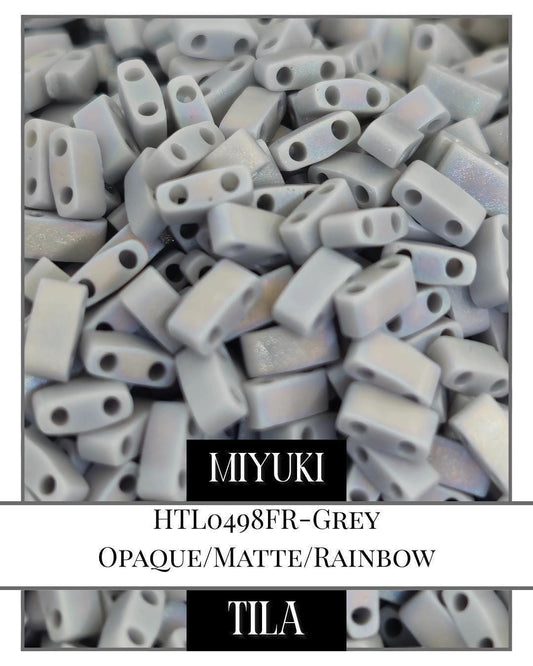 Miyuki Tila Beads – Grey Opaque Matte Rainbow | Half Tila Beads 7.5g Pack