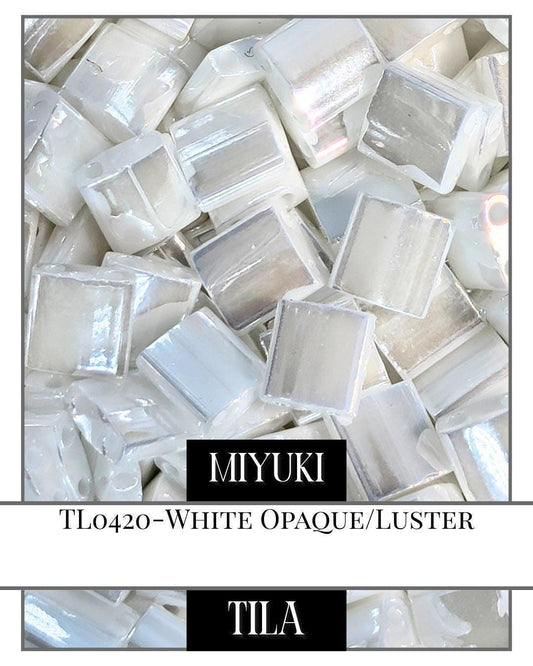 Miyuki Tila Beads White Opaque Luster – 7.5g Crafting Bead Pack for Jewelry