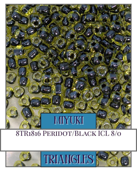 Miyuki Triangle Beads - Peridot Black 8/0 Seed Beads for Jewelry Making Crafts