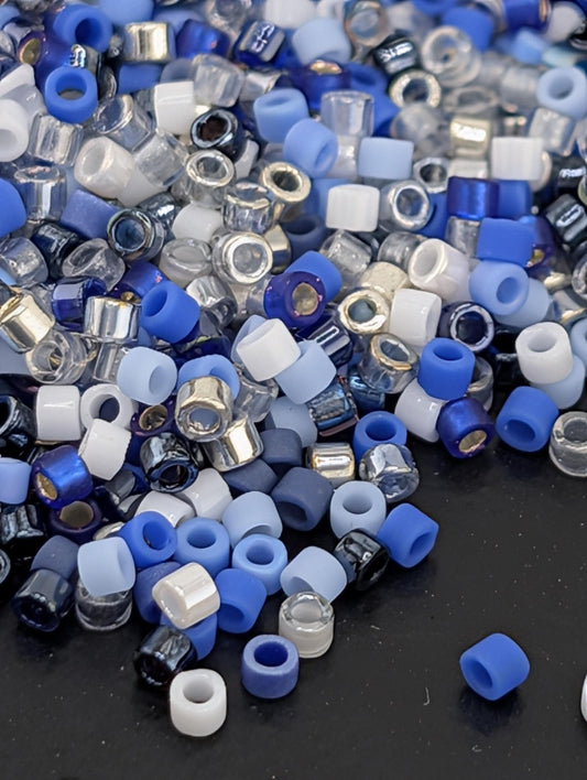 Miyuki Delica Beads - Exclusive Learise Mix Sapphire & Sterling, 11/0 Seed Beads, Resealable Mylar Bag