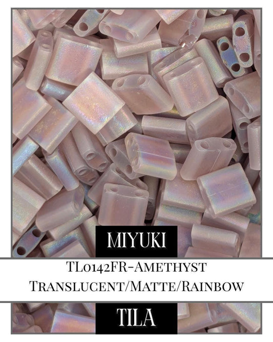 Miyuki Tila Beads – Amethyst Translucent 2-Hole Flat Square Beads 7.5g