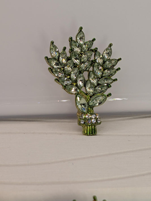 Crystal Bamboo Brooch - Gold Plated Decorative Pin with Sparkling Cubic Zirconia