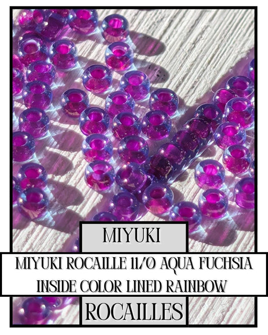 Miyuki Rocailles Beads 11/0 | Aqua Fuchsia Inside Color Lined Glass Seed Beads 20g
