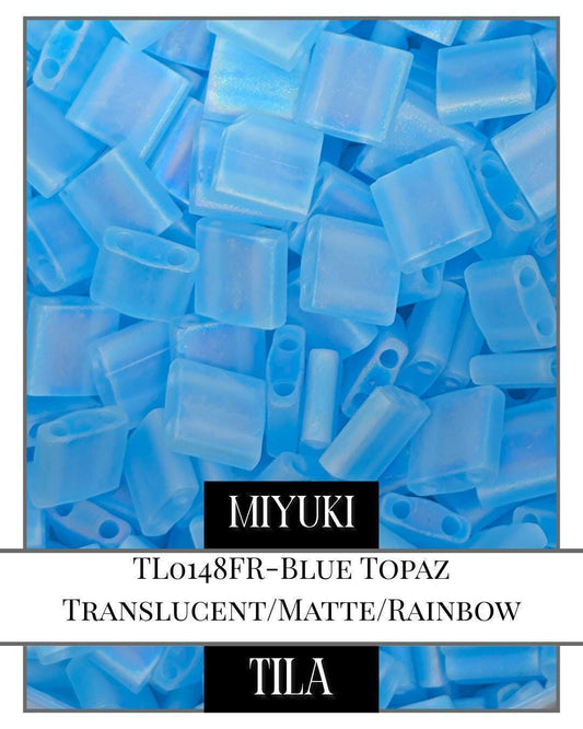 Miyuki Tila Beads – Blue Topaz 2-Hole Flat Beads | Translucent Matte Rainbow Finish