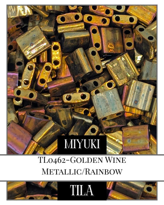Miyuki Tila Beads – Golden Wine Flat Two Hole Beads | 7.5g Crafting Pack