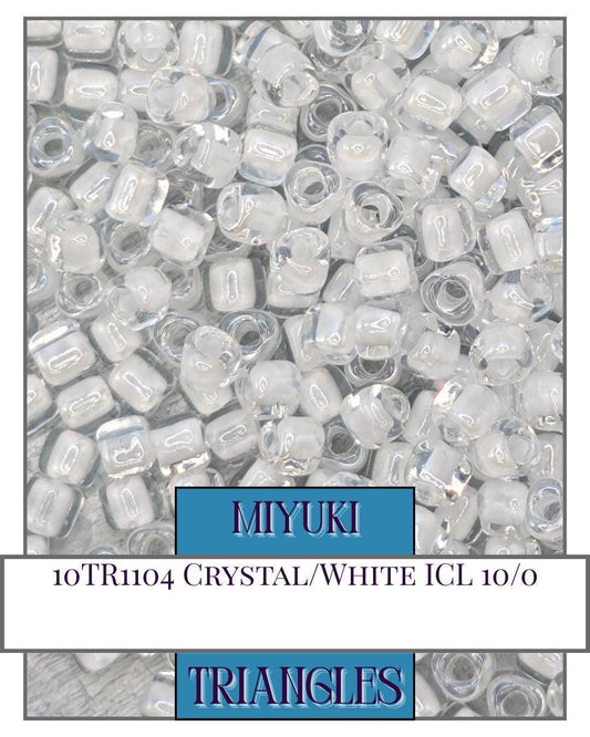 Miyuki Triangle Beads - Size 10 Seed Beads Crystal White Inside Color Lined Sparkle