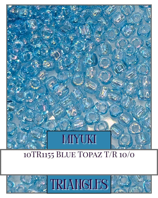 Miyuki Triangle Beads - Blue Topaz Seed Beads Size 10/0 Translucent Rainbow