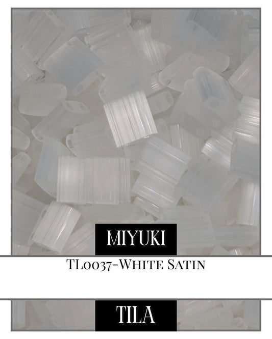 Miyuki Tila Beads – White Satin 7.5g Bead Package | Flat Two Hole Beads