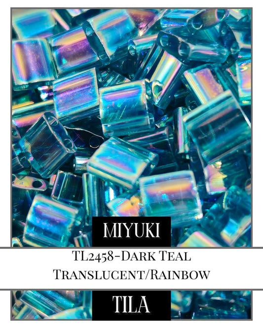 Miyuki Tila Beads – Dark Teal 2-Hole Flat Beads | 7.5g Jewelry Making Pack