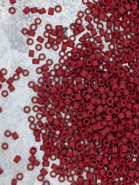Miyuki Delica Beads - 11/0 Dark Red Opaque Matte | High Quality Seed Beads