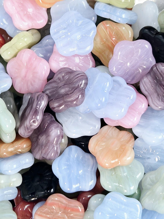 Flower Czech Beads Bulk Mix - Matte Jewelry Beads for DIY Craft Supplies 1oz