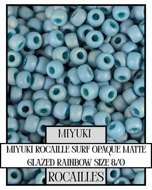Miyuki Rocaille Beads - Size 8/0 Opaque Matte Rainbow Glazed Seed Beads for Jewelry Making