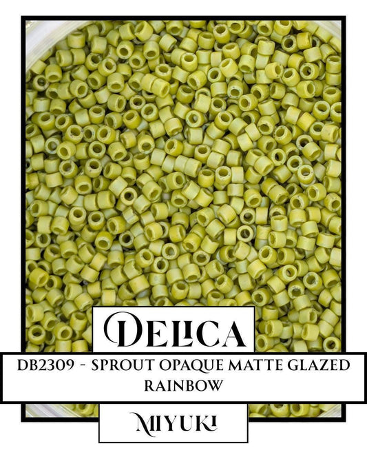 Miyuki Delica Beads 11/0 Seed Beads – Sprout Opaque Matte Rainbow, 7g Pack