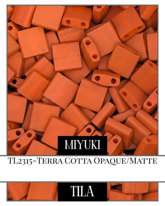 Miyuki Tila Beads – Terra Cotta Opaque Matte 2-Hole Flat Square Beads 7.5g