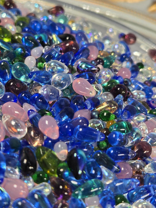 Czech Glass Beads – Colorful Drop Bead Assortment for Jewelry Making Crafts