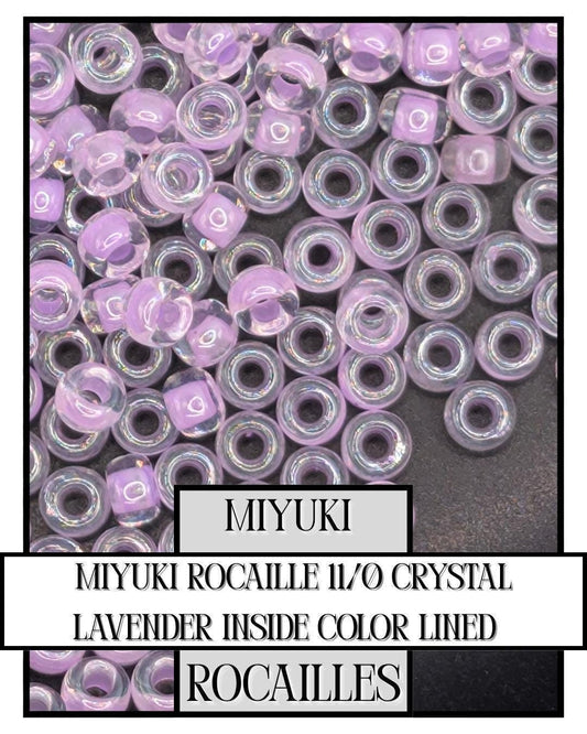 Miyuki Rocailles 11/0 Crystal Lavender Seed Beads Tube - Inside Color Lined Beading Supplies