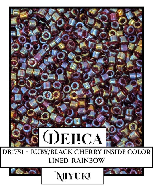 Miyuki Delica Beads - 11/0 Ruby Black Cherry ICL R | Japanese Glass Seed Beads 7g