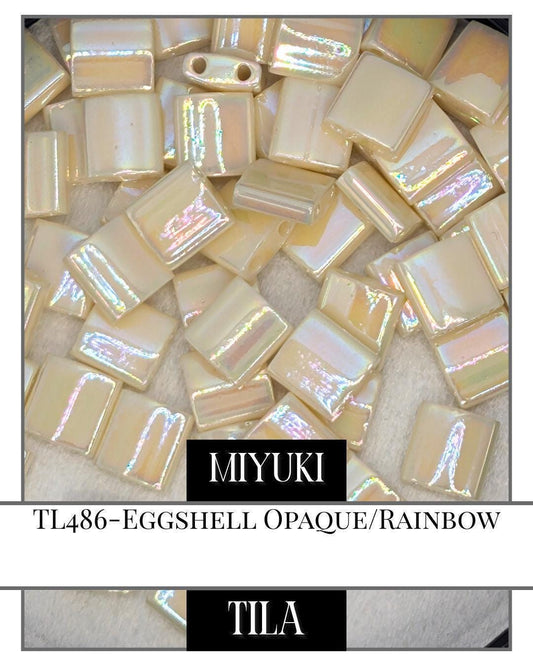 Miyuki Tila Beads - Opaque Rainbow Two-Hole Flat Square Beads 7.5g Pkg