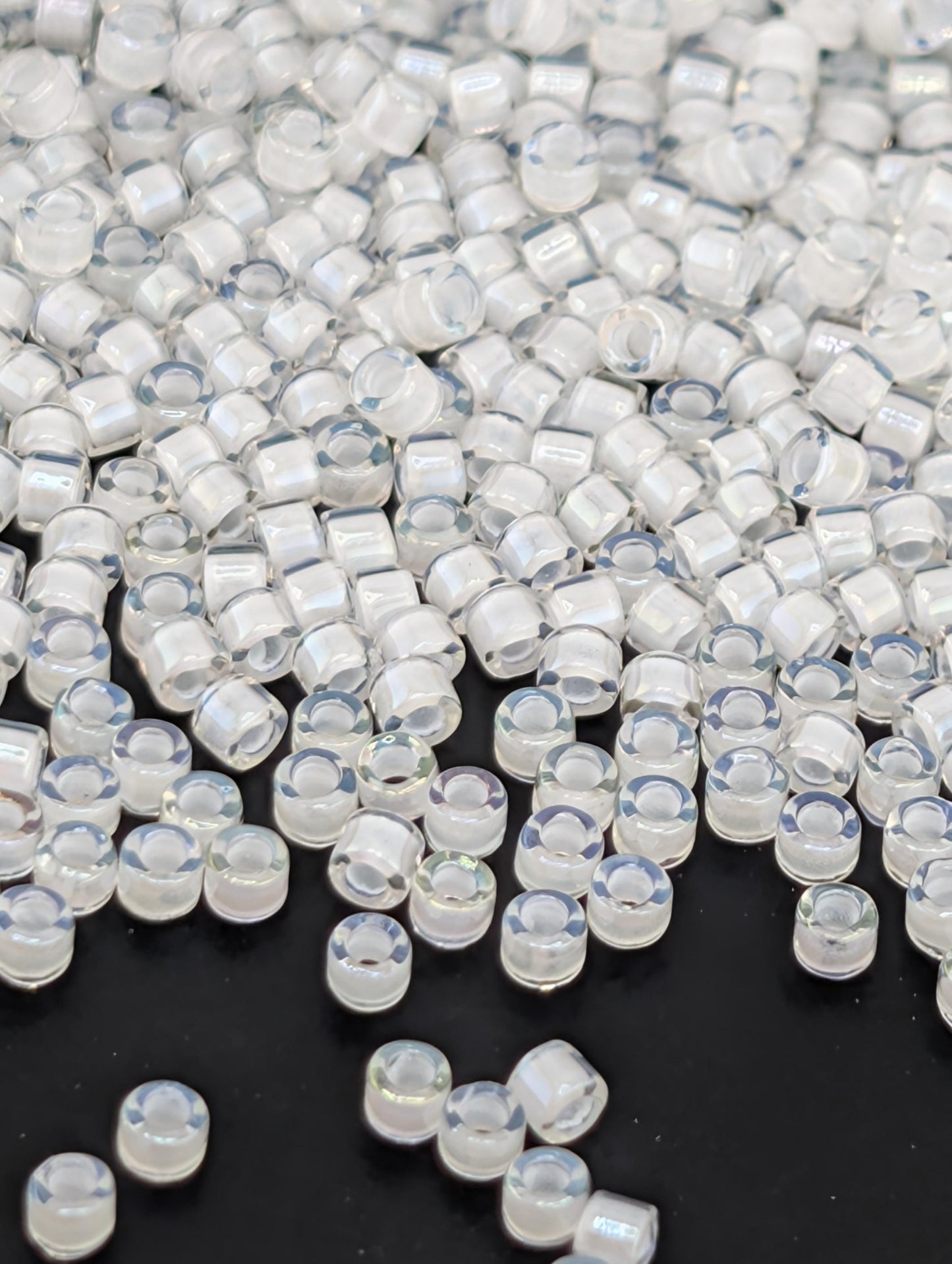Miyuki Seed Beads - Crystal White ICL 11/0 Delica Tubes | Premium Glass Beads 7g