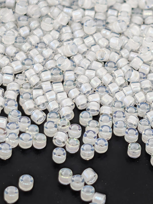Miyuki Seed Beads - Crystal White ICL 11/0 Delica Tubes | Premium Glass Beads 7g