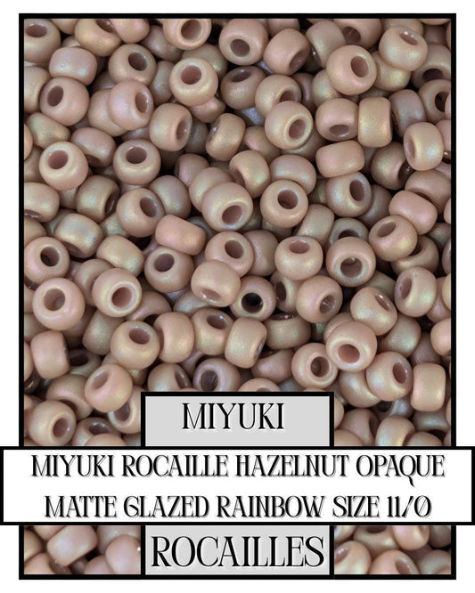 Miyuki Rocaille Beads - Hazelnut Opaque Matte Rainbow Glazed Size 11/0 Seed Beads