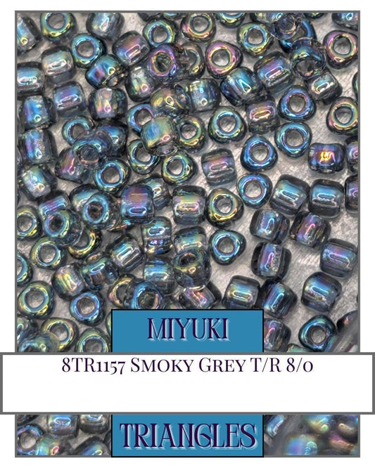 Miyuki Triangle Beads - Smoky Grey 8/0 Triangle Seed Beads for Jewelry Making