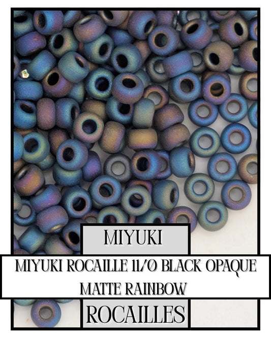 Miyuki Rocailles Beads Black Opaque Matte Rainbow 11/0 Seed Beads Tube 20g
