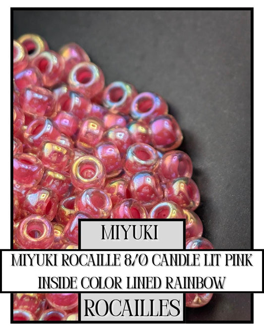 Miyuki Rocailles Beads 11/0 Seed Beads | Candle Lit Pink Color Lined Glass
