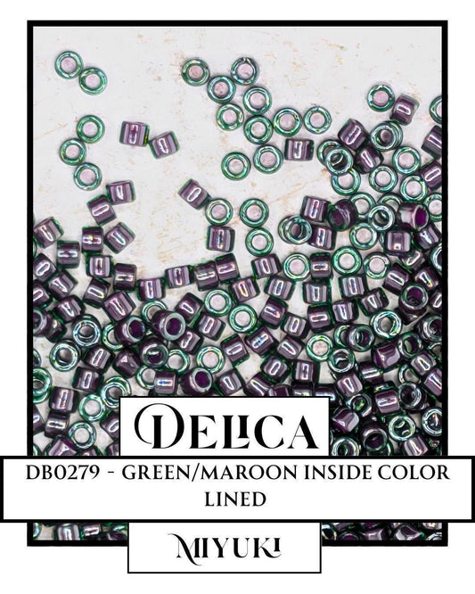 Miyuki Delica Beads - 11/0 Green Maroon ICL | Premium Japanese Glass Seed Beads