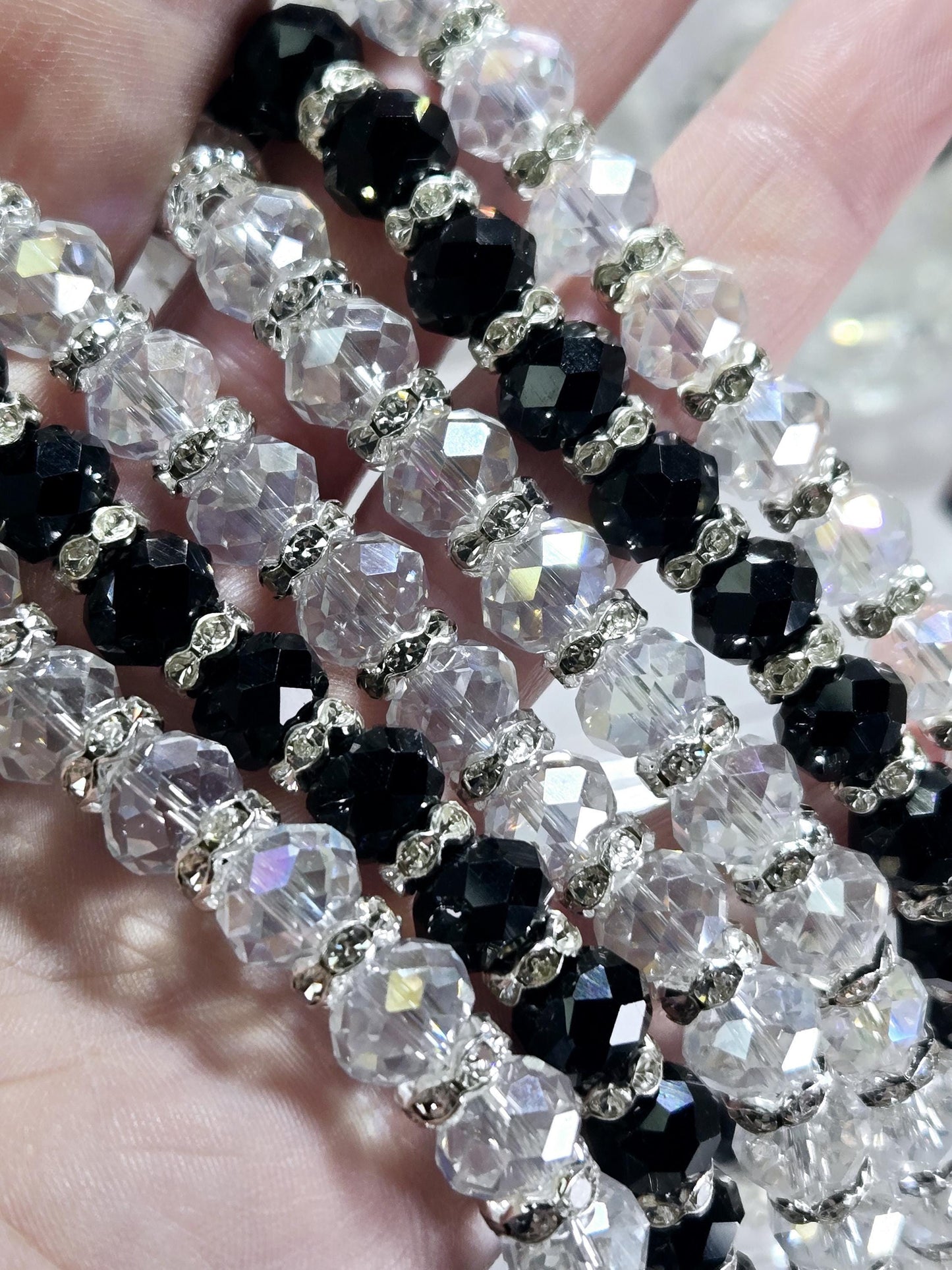Faceted Rondelle Glass Bead Strands: DIY Jewelry Making Supplies (8-10")
