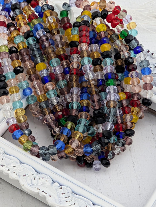 5mm Preciosa Rondelle Beads: 1 Hank of 5mm Fire Polished Spacers