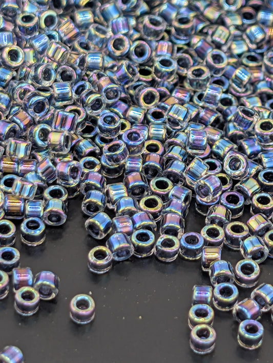 DB0086-Miyuki Delica 11/0:Crystal/Steel ICL/R  (7 gm ea) (7 gram pkg ~1400 Pcs)