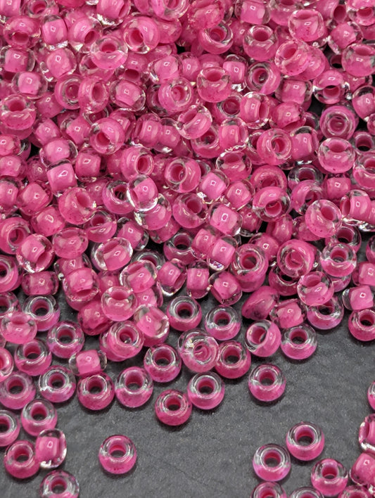 Transparent Terra Intensive Magenta Lined Clear | Preciosa Ornela Seed Beads | Size 11/0 | 15g Pkg ~630 pcs
